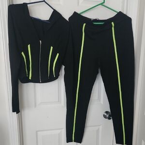 Black and Neon Green Women's Jumpsuit